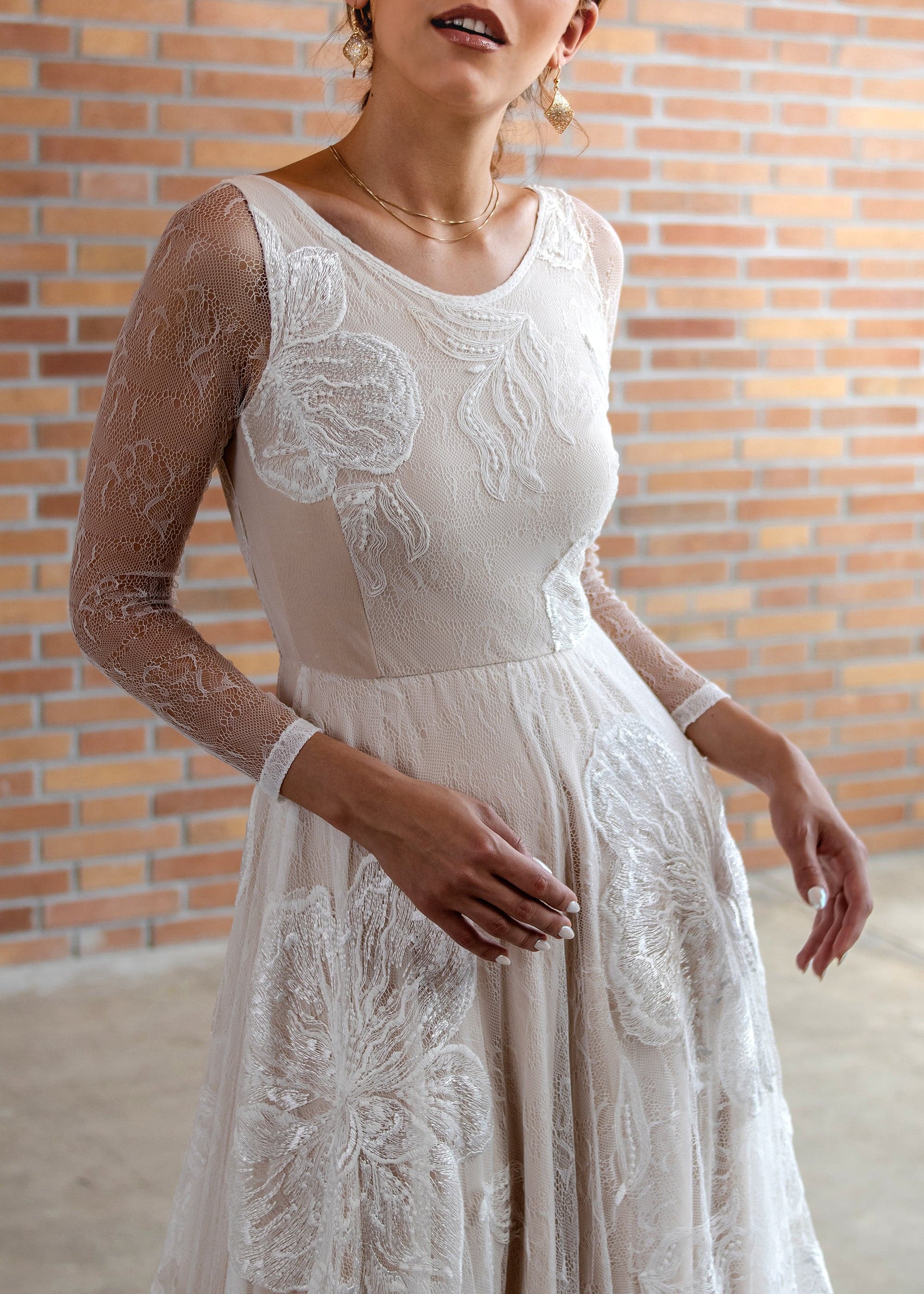 eden formal dresses Lacing wedding dress Eden with detachable sleeves