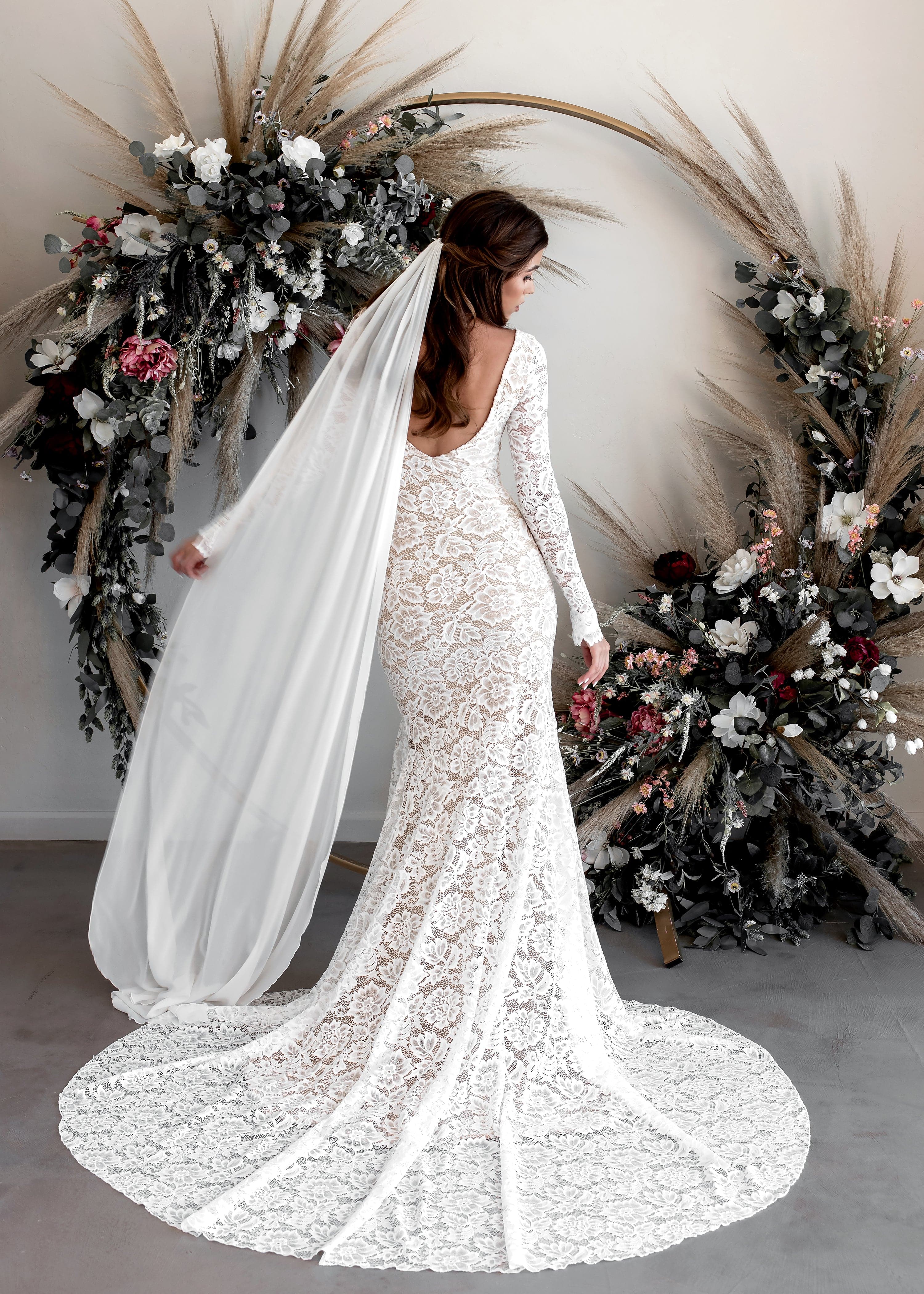 Kenna Veil | WearYourLove | Silk Chiffon Bridal Veil Gold - 5 inch / Cathedral