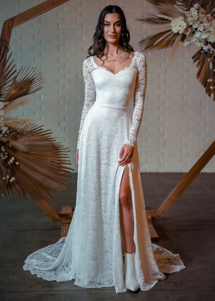 Bride wearing Cascade Dress
