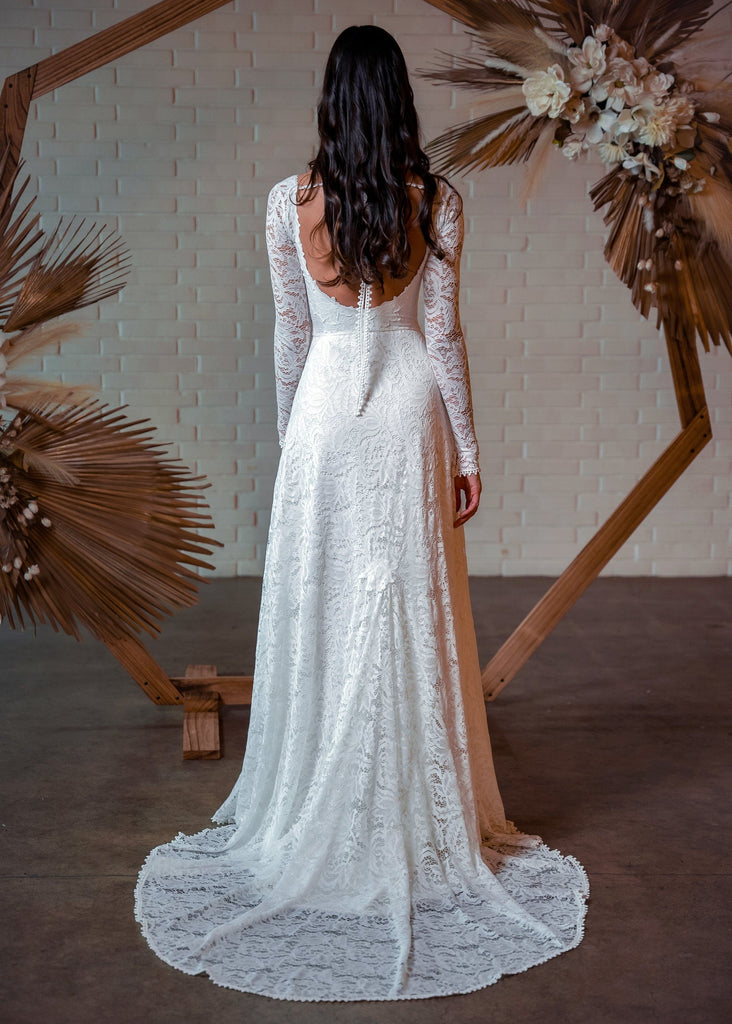 Bride wearing Cascade Dress