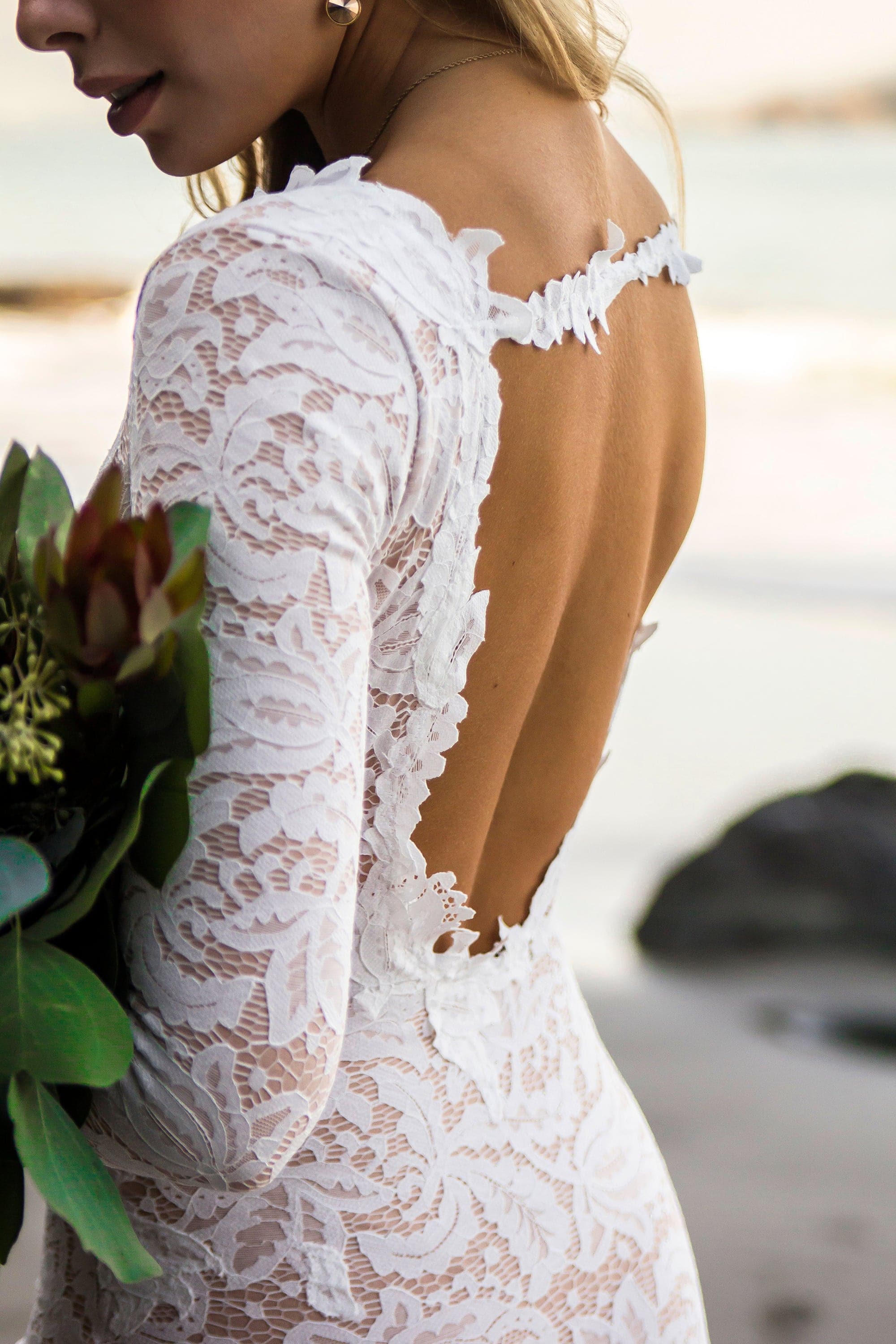 Julie | Long Sleeve Lace Wedding Dress Open Back / No Slit (closed skirt) Julie | Long Sleeve Lace Wedding Dress Open Back / No Slit (closed skirt)