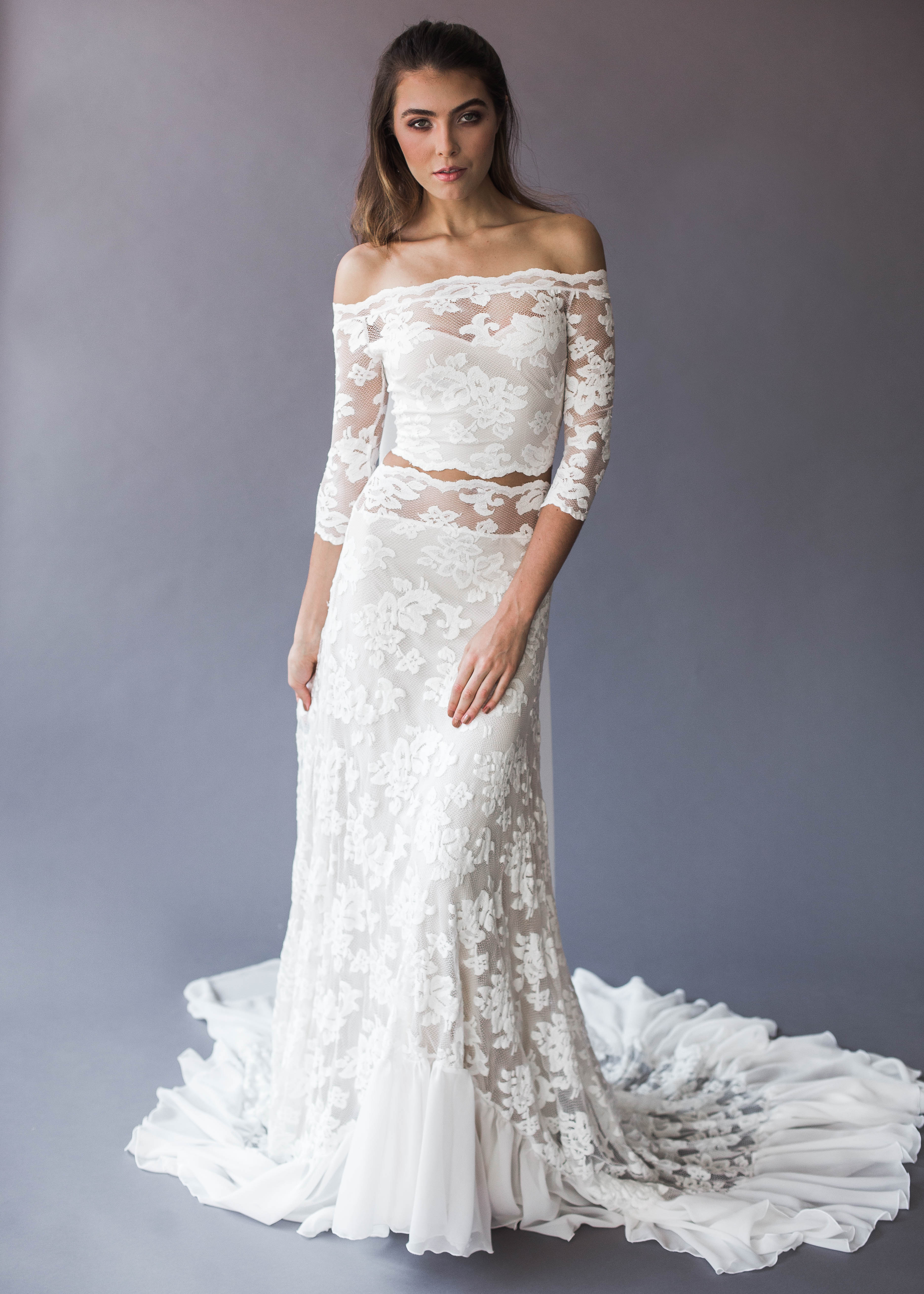 Lennox | WearYourLove | French Lace Crop Top Wedding Dress | Wear Your Love Lennox | WearYourLove | French Lace Crop Top Wedding Dress | Wear Your Love