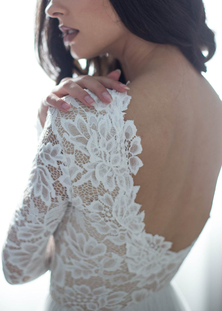 Bride wearing Zoey Scoop-Back Dress
