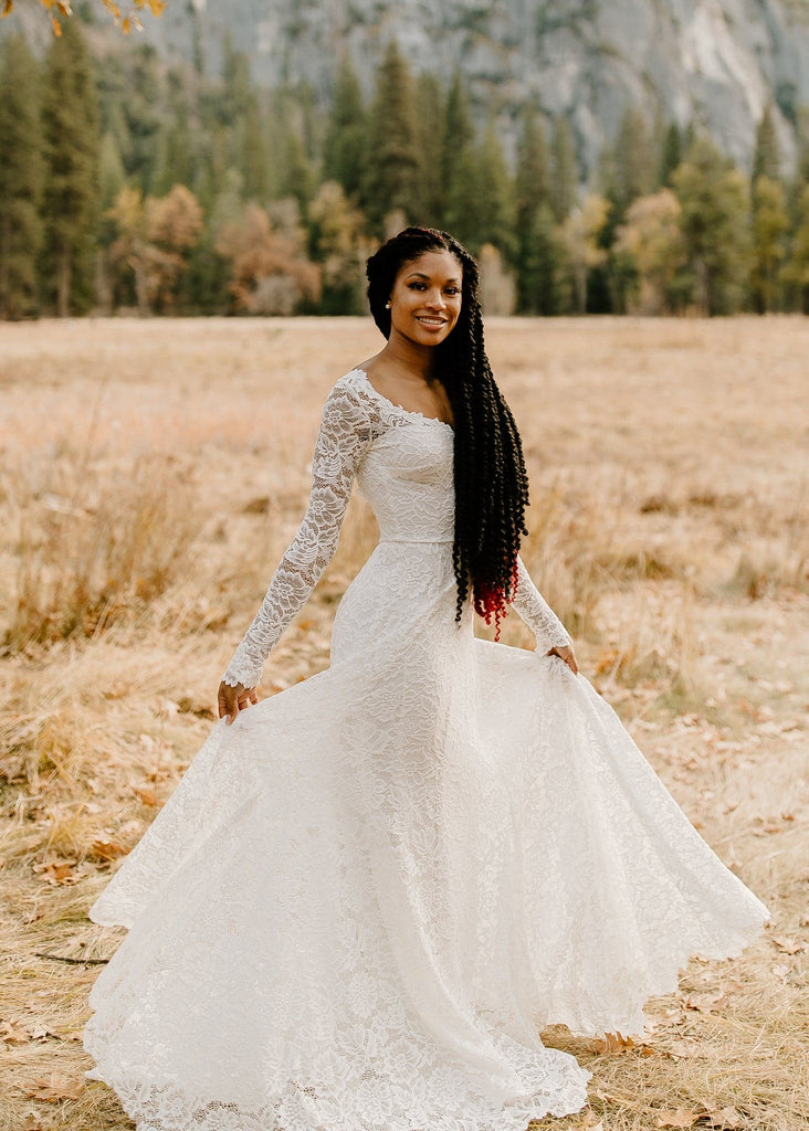 Bride wearing Indigo Dress in national park