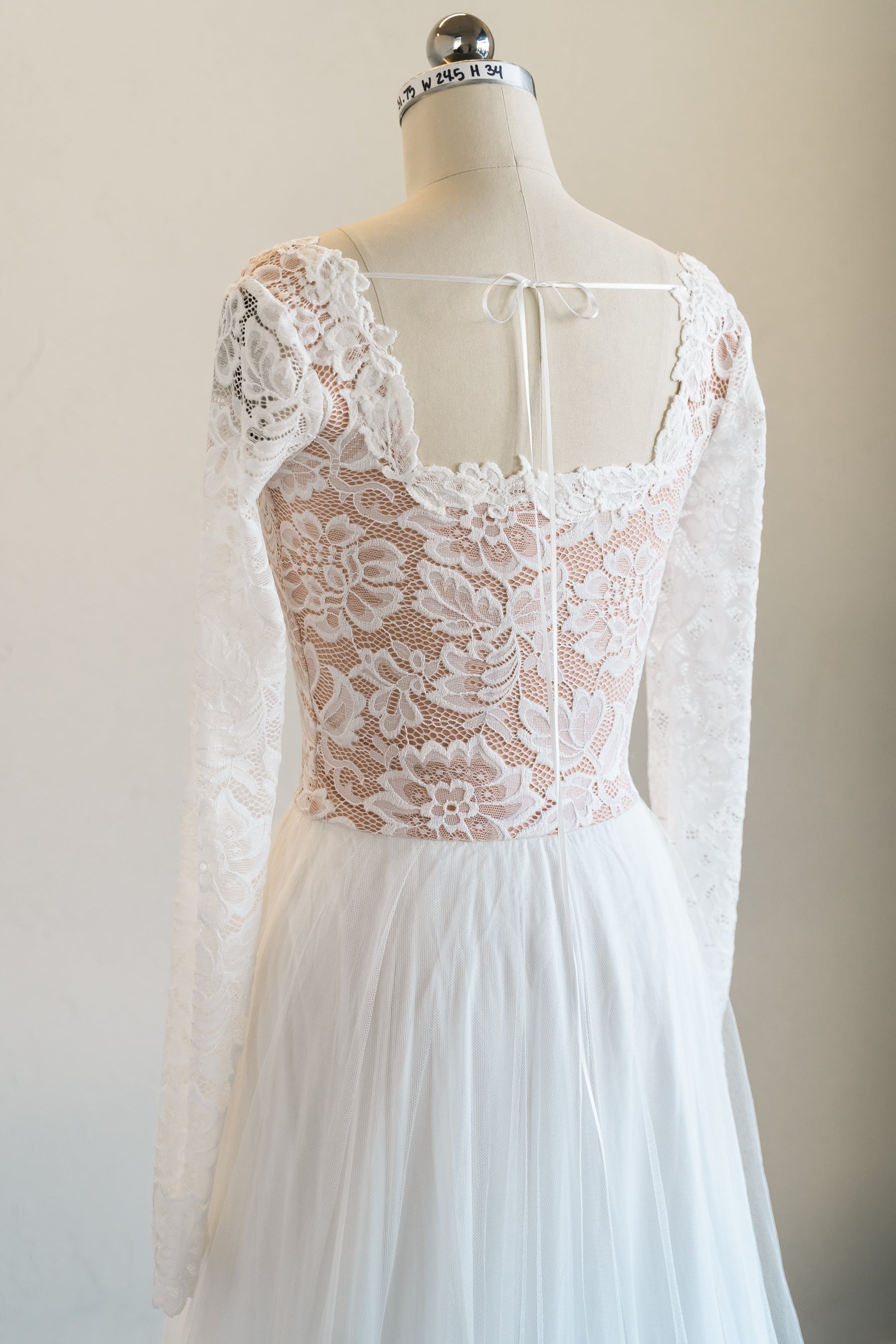 Zoey Square Neck Sample (size XS) | Romantic Long Sleeve Gown | Wear ...