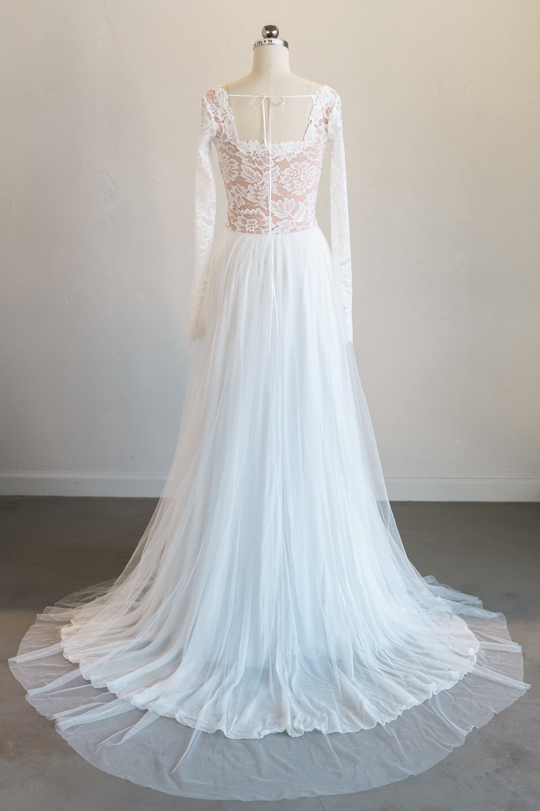 Zoey Square Neck Sample (size XS) | Romantic Long Sleeve Gown | Wear ...