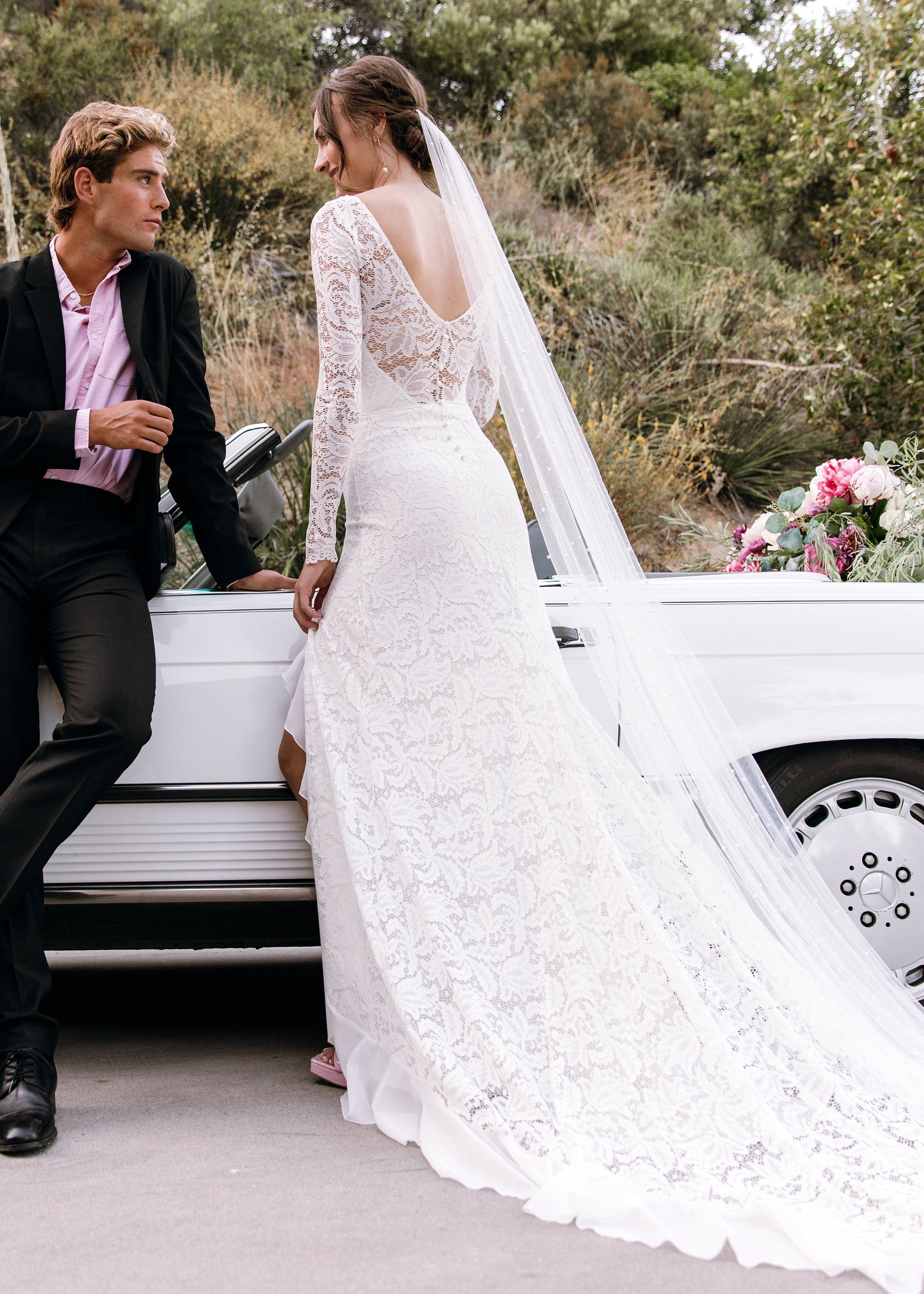 Sasha Dress - BACKLESS LONG SLEEVE ILLUSION LACE WEDDING DRESS WITH SKIRT SPLIT | Wear Your Love Sasha Dress - BACKLESS LONG SLEEVE ILLUSION LACE WEDDING DRESS WITH SKIRT SPLIT | Wear Your Love