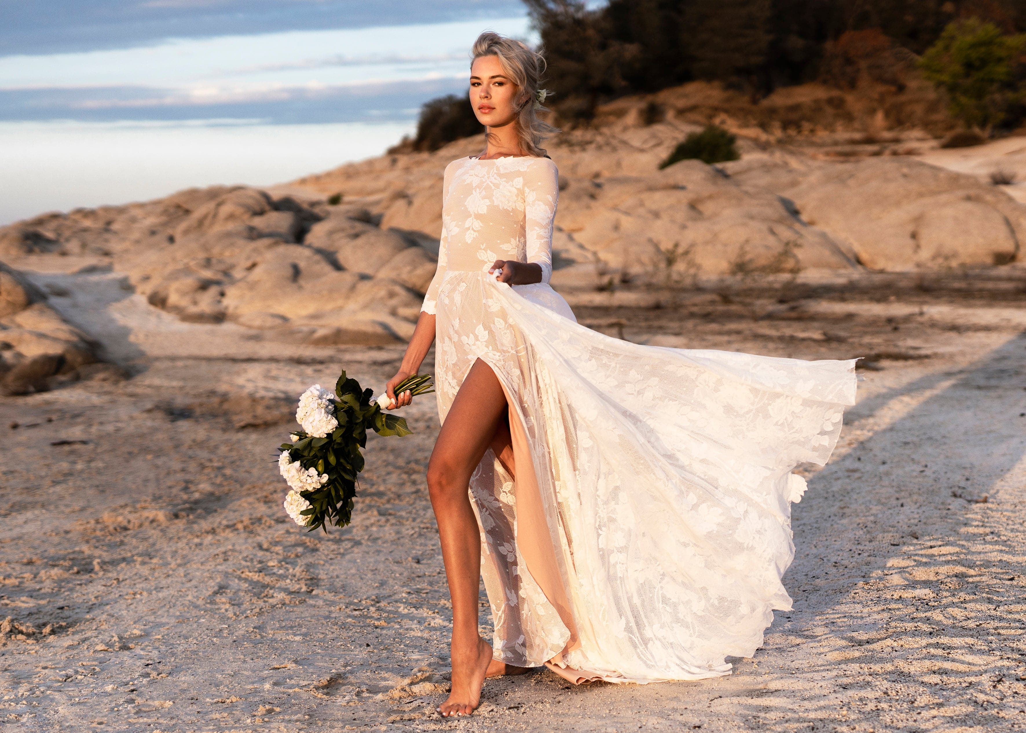 Ari Dress Floor-length (no train) / Full Coverage / 7/8 Sleeve (bracelet sleeve) Ari Dress Floor-length (no train) / Full Coverage / 7/8 Sleeve (bracelet sleeve)