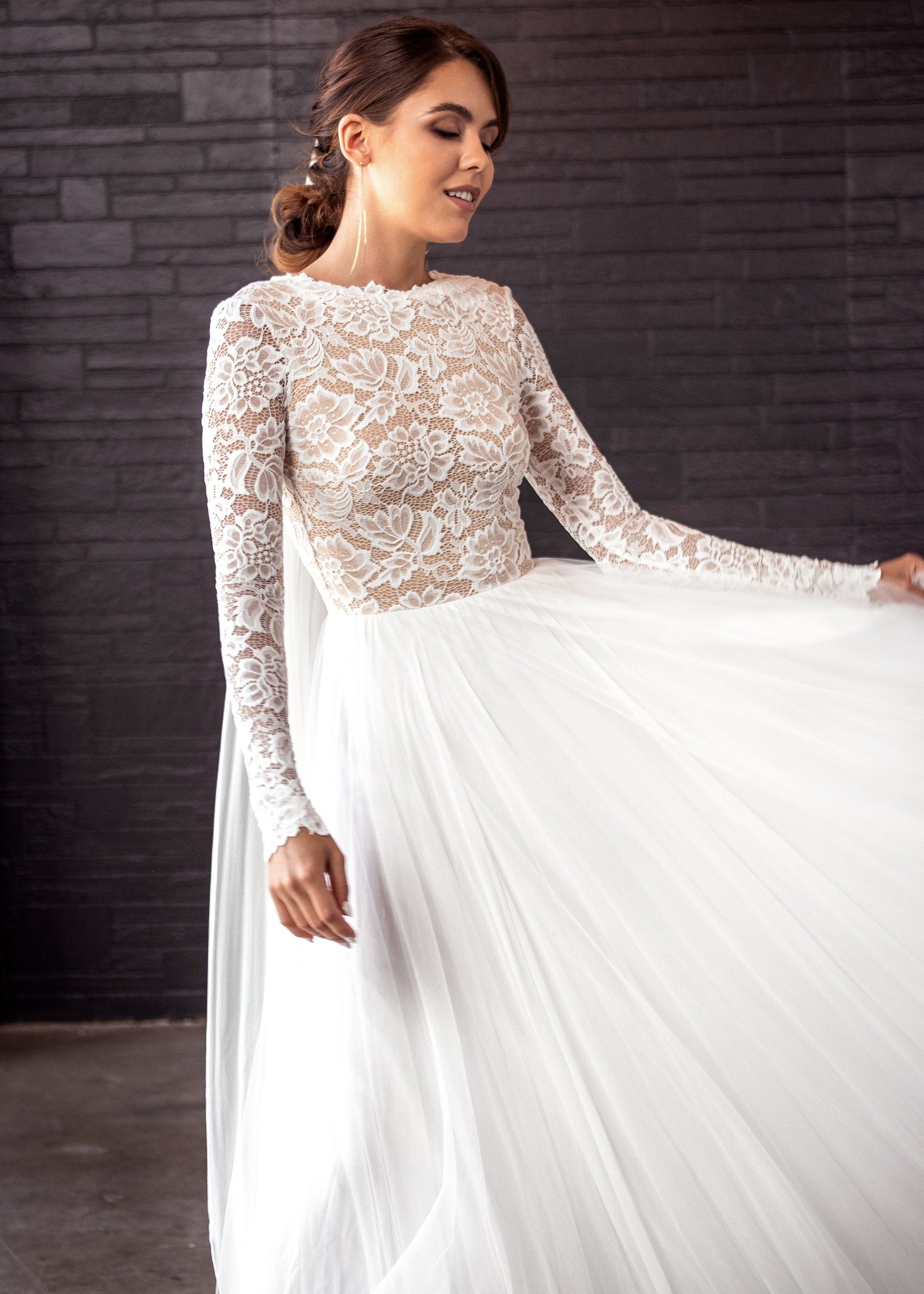 Zoey Scoop Back Sample (size XS) | Romantic Long Sleeve Gown | Wear Your Love Zoey Scoop Back Sample (size XS) | Romantic Long Sleeve Gown | Wear Your Love